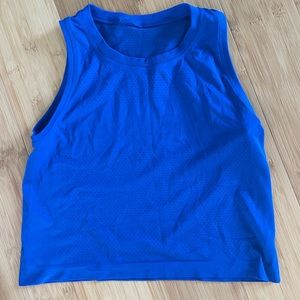 NWOT; deep blue lululemon crop tank; size s